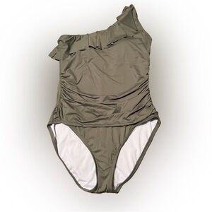 Hilor brand Olive One-Shoulder Swimsuit